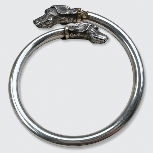 Artus Bertrand Silver Dog Heads Bangle