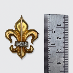 Old Mine-Cut Diamond Fleur de Lis Brooch