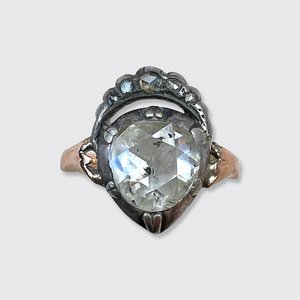 Rose-Cut Diamond Crowned Heart Ring