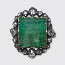 Load image into Gallery viewer, Emerald &amp; Rose-Cut Diamond Ring