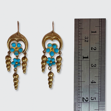 Load image into Gallery viewer, Victorian Blue Enamel Pansy Earrings