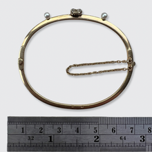 Load image into Gallery viewer, Pearl &amp; Diamond Clover Bangle Bracelet by Carl Bacher