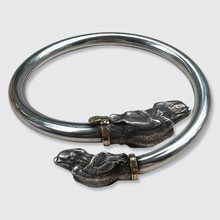 Load image into Gallery viewer, Artus Bertrand Silver Dog Heads Bangle