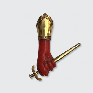 Victorian Coral Dagger Hand Pendant