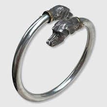 Load image into Gallery viewer, Artus Bertrand Silver Dog Heads Bangle