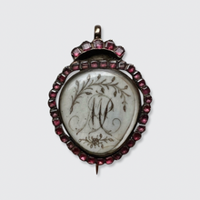Load image into Gallery viewer, Garnet Crowned Heart &#39;MP&#39; Monogram Pendant Brooch