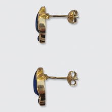 Load image into Gallery viewer, Vintage Lapis Lazuli Lotus Earrings