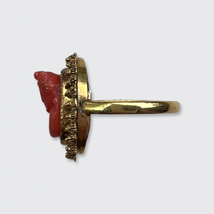 Cannetille Coral Cameo Ring