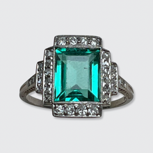Load image into Gallery viewer, Art Deco Tourmaline &amp; Diamond Ring