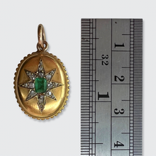 Load image into Gallery viewer, Emerald &amp; Diamond Oval Star Locket Pendant