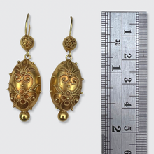 Load image into Gallery viewer, Victorian Neo-Etruscan Egg-Shaped Drop Earrings