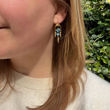 Load image into Gallery viewer, Victorian Blue Enamel Pansy Earrings