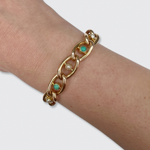 Load image into Gallery viewer, Large Victorian Turquoise &amp; Pearl Curb-Link Bracelet