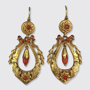 Victorian Garland Coral Drop Earrings