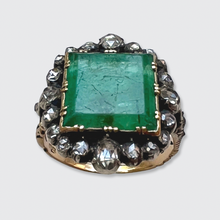 Load image into Gallery viewer, Emerald &amp; Rose-Cut Diamond Ring