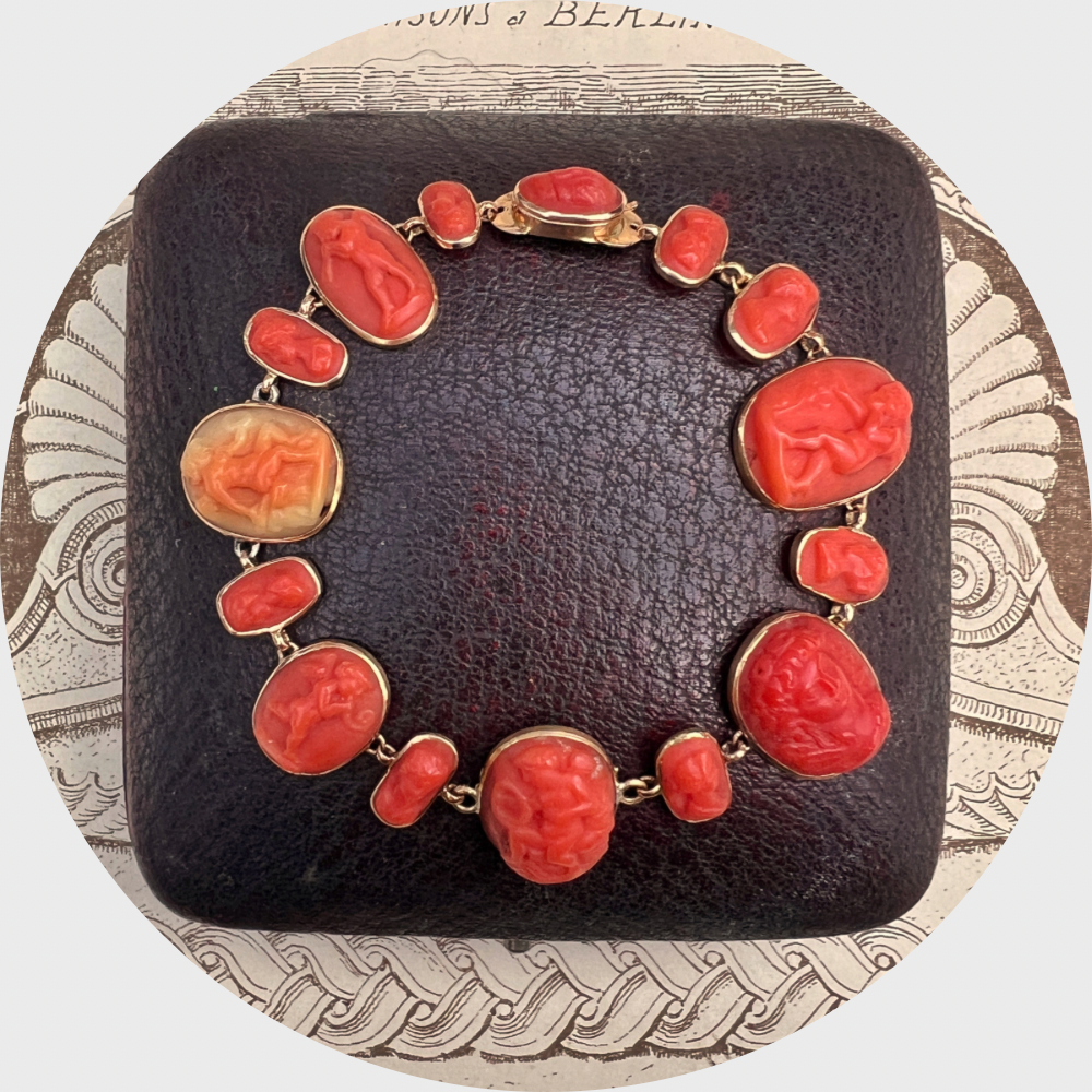 Victorian Coral Cameo Bracelet
