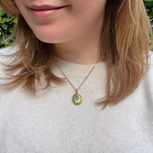Load image into Gallery viewer, Emerald &amp; Diamond Oval Star Locket Pendant