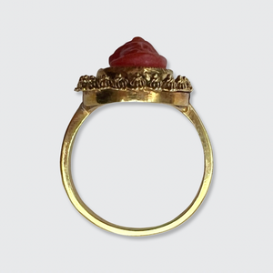 Cannetille Coral Cameo Ring