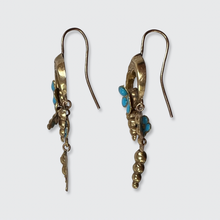 Load image into Gallery viewer, Victorian Blue Enamel Pansy Earrings