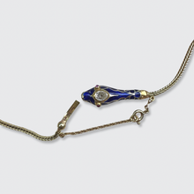Load image into Gallery viewer, Diamond &amp; Blue Enamel Ouroboros Necklace