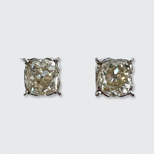 Old Mine-Cut Diamond Stud Earrings, 2.57 carats combined