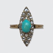 Load image into Gallery viewer, Turquoise &amp; Rose-Cut Diamond Marquise Navette Ring