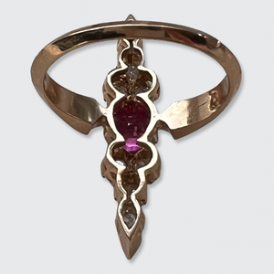 Ruby & Old Mine-cut Diamond Pointer Ring