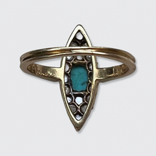 Load image into Gallery viewer, Turquoise &amp; Rose-Cut Diamond Marquise Navette Ring