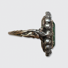 Load image into Gallery viewer, Emerald &amp; Rose-Cut Diamond Ring