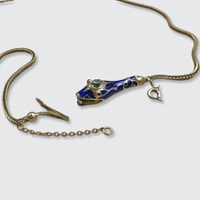 Load image into Gallery viewer, Diamond &amp; Blue Enamel Ouroboros Necklace