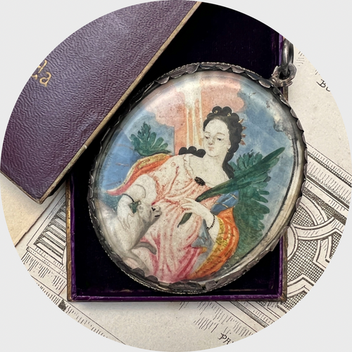 Georgian Silver St. Agnes Portrait Miniature Pendant