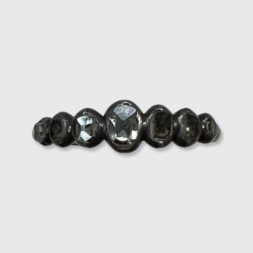 Georgian Slim Seven Diamonds Half Hoop Ring
