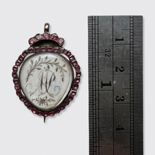 Load image into Gallery viewer, Garnet Crowned Heart &#39;MP&#39; Monogram Pendant Brooch