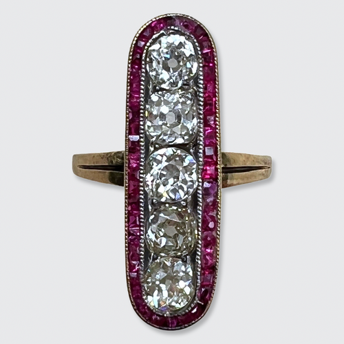Art Deco Ruby & Diamond Target Ring