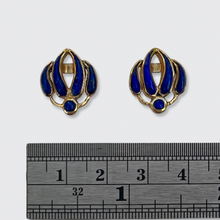 Load image into Gallery viewer, Vintage Lapis Lazuli Lotus Earrings