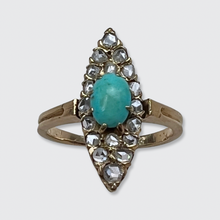 Load image into Gallery viewer, Turquoise &amp; Rose-Cut Diamond Marquise Navette Ring