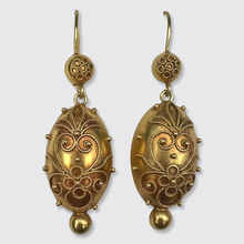 Load image into Gallery viewer, Victorian Neo-Etruscan Egg-Shaped Drop Earrings