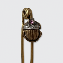 Load image into Gallery viewer, Egyptian Revival Scarab Safety Pin Brooch