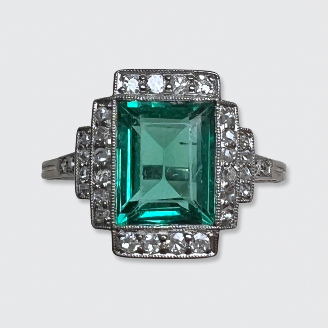 Art Deco Tourmaline & Diamond Ring