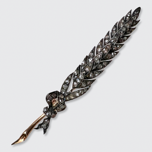 Victorian Rose-Cut Diamond Wheat Ear Brooch