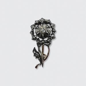 Victorian Rose-Cut Diamond Flower Lace Pin