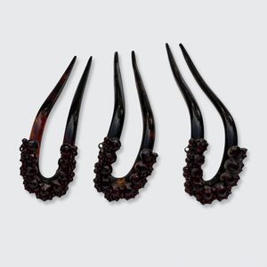 Three Victorian Garnet Hair Pins