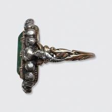 Load image into Gallery viewer, Emerald &amp; Rose-Cut Diamond Ring