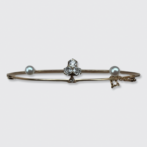 Pearl & Diamond Clover Bangle Bracelet by Carl Bacher