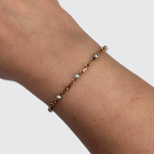 Load image into Gallery viewer, Antique 18 Gold &amp; Pearl Link Bracelet