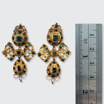 Upside Down Set Emerald Earrings In Black Gold - Gemrize