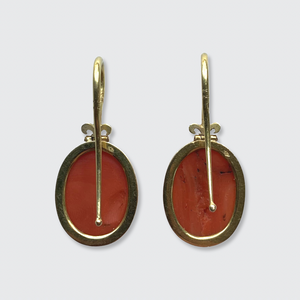 Victorian Coral Cameo Earrings