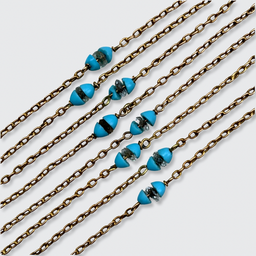 Turquoise & Quartz Barrel Station Sautoir