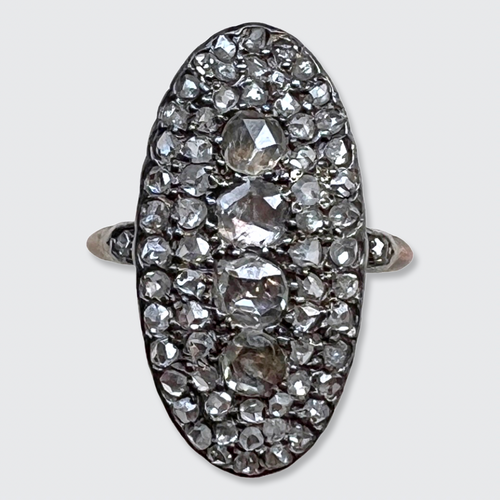 Oval Rose-Cut Diamond Cluster Ring