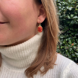 Victorian Coral Cameo Earrings